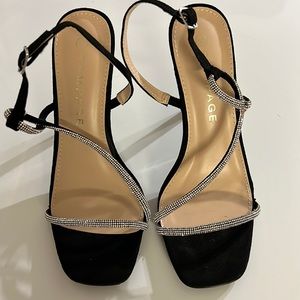 Rampage Black Rhinestones Heels